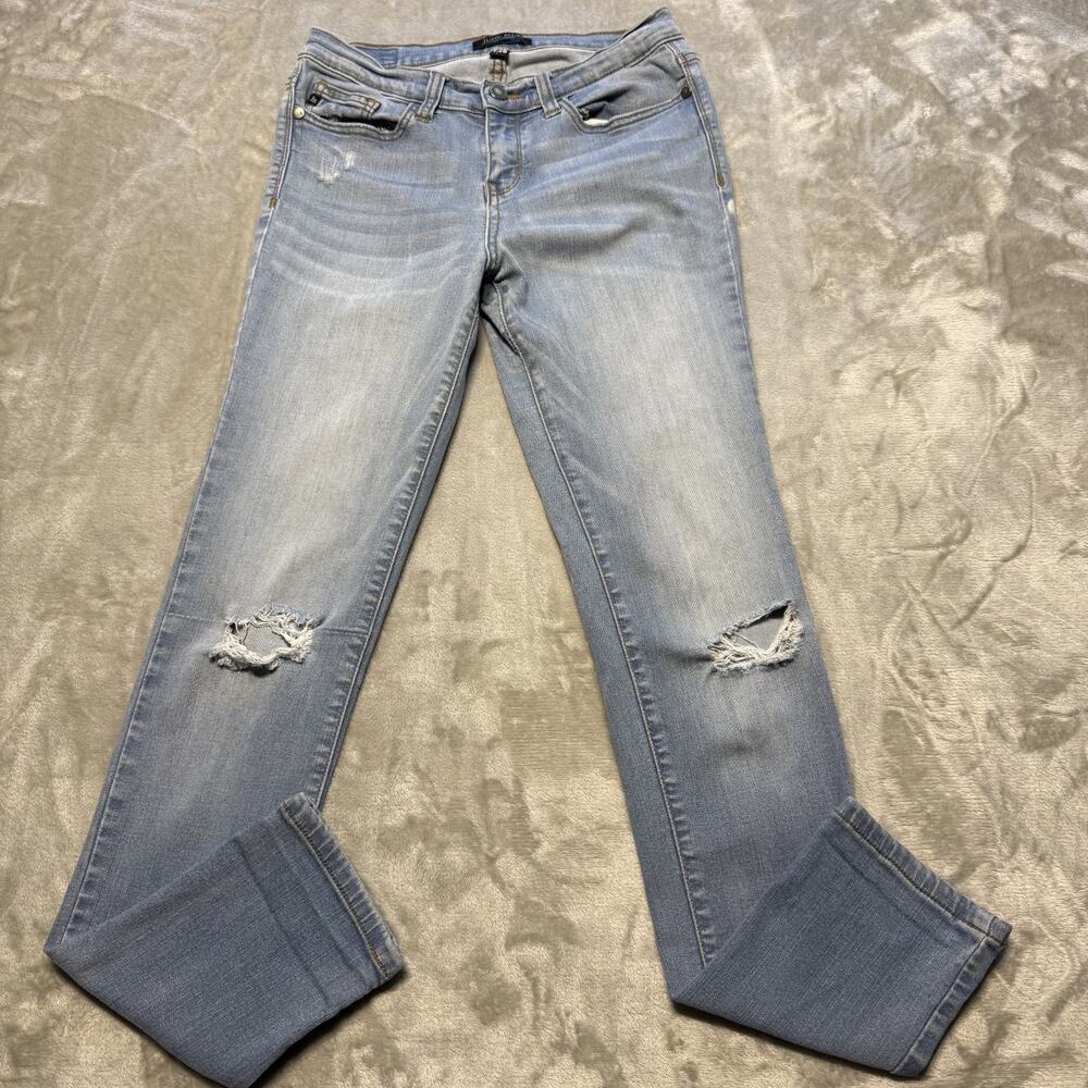 Judy Blue Skinny Fit Jeans Women’s 7/28 Light Wash Distressed Stretch Denim